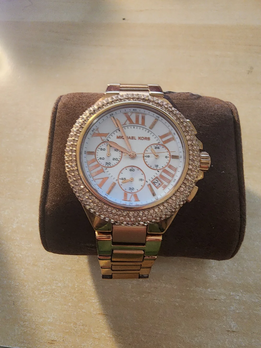 Michael Kors Rose Gold Crystal Bezel Women's Chronograph Watch